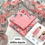 Baroque 3-Piece Unstitched Printed Lawn Suit with Chiffon Dupatta