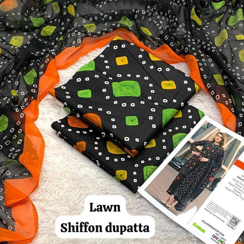 Baroque 3-Piece Unstitched Printed Lawn Suit with Chiffon Dupatta