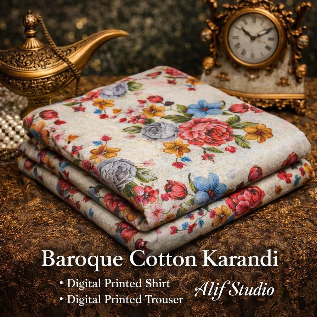 Baroque 2 PC Summer Allover Cotton Karandi Suit