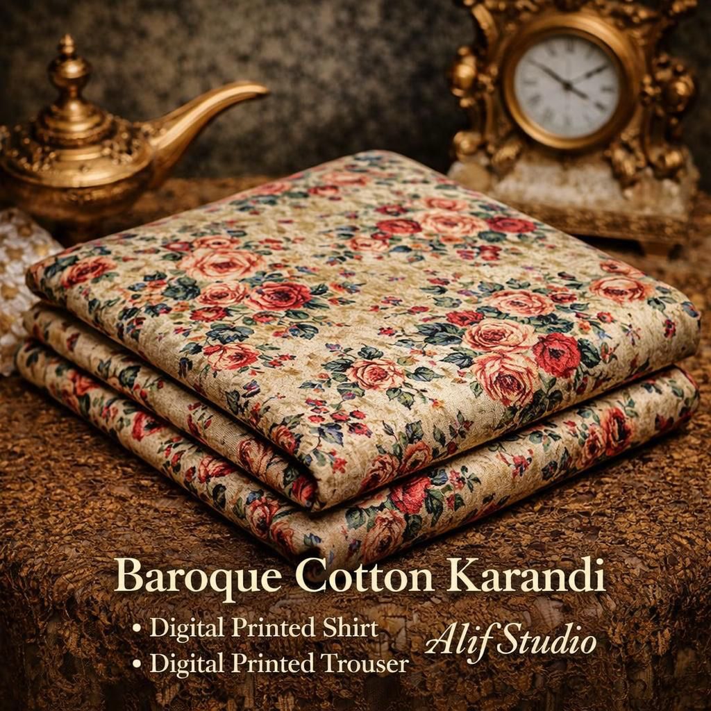 Baroque 2 PC Summer Allover Cotton Karandi Suit