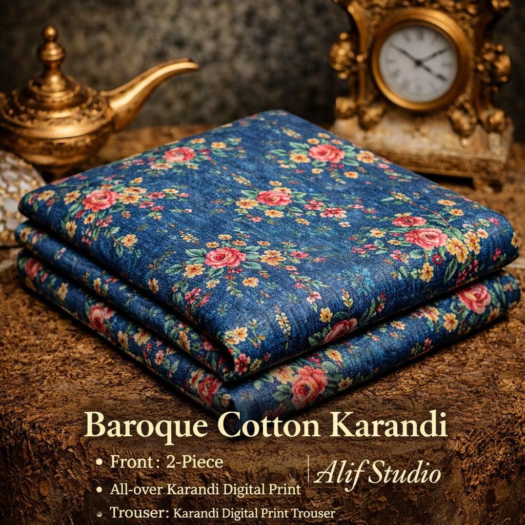Baroque 2 PC Summer Allover Cotton Karandi Suit