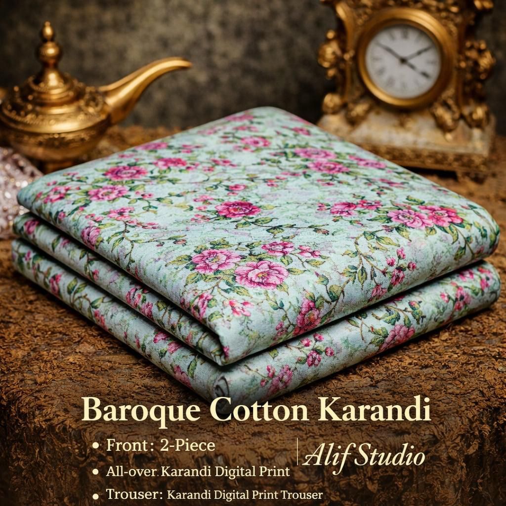 Baroque 2 PC Summer Allover Cotton Karandi Suit