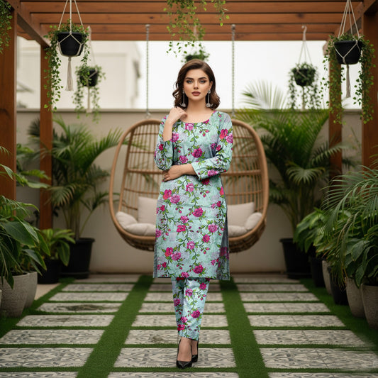 Baroque 2 Piece Allover Cotton Karandi – Printed Shirt & Trouser