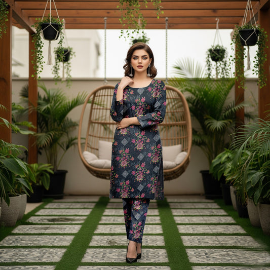 Baroque 2 Piece Allover Cotton Karandi – Printed Shirt & Trouser