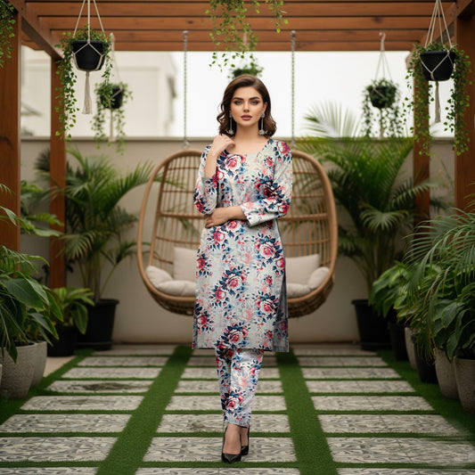 Baroque 2 Piece Allover Cotton Karandi – Printed Shirt & Trouser