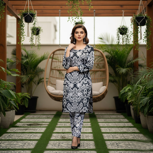 Baroque 2 Piece Allover Cotton Karandi – Printed Shirt & Trouser