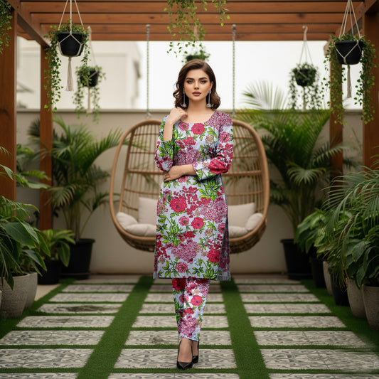 Baroque 2 Piece Allover Cotton Karandi – Printed Shirt & Trouser