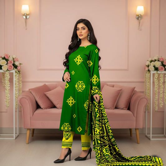Baroque Allover Cotton 3-Piece Suite – Elegant Floral Print