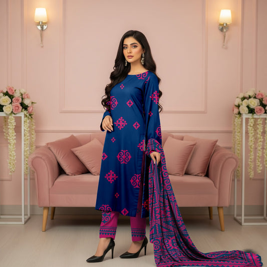 Baroque Allover Cotton 3-Piece Suite – Elegant Floral Print