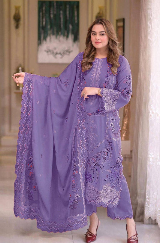 NOOR by Saadia Asad – Embroidered Luxury Lawn 3 Piece (IIC-4045)
